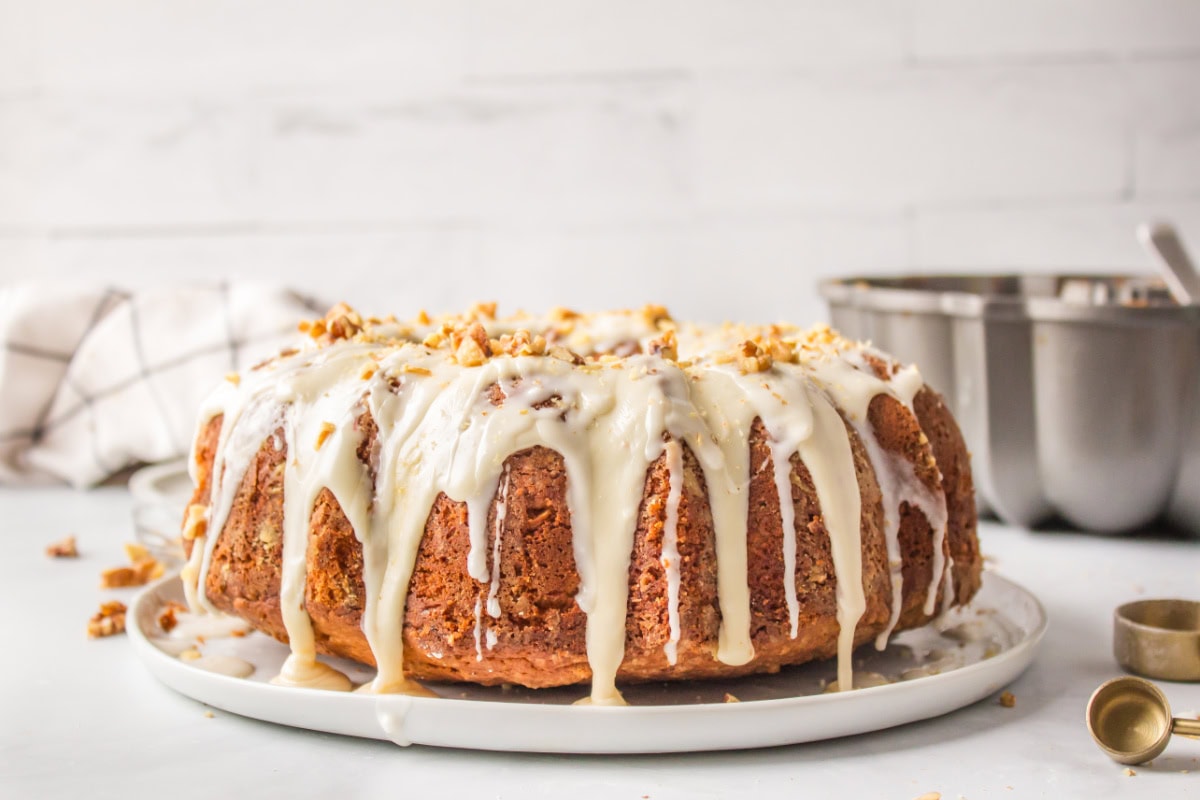 maple coffee cake with glaze on top
