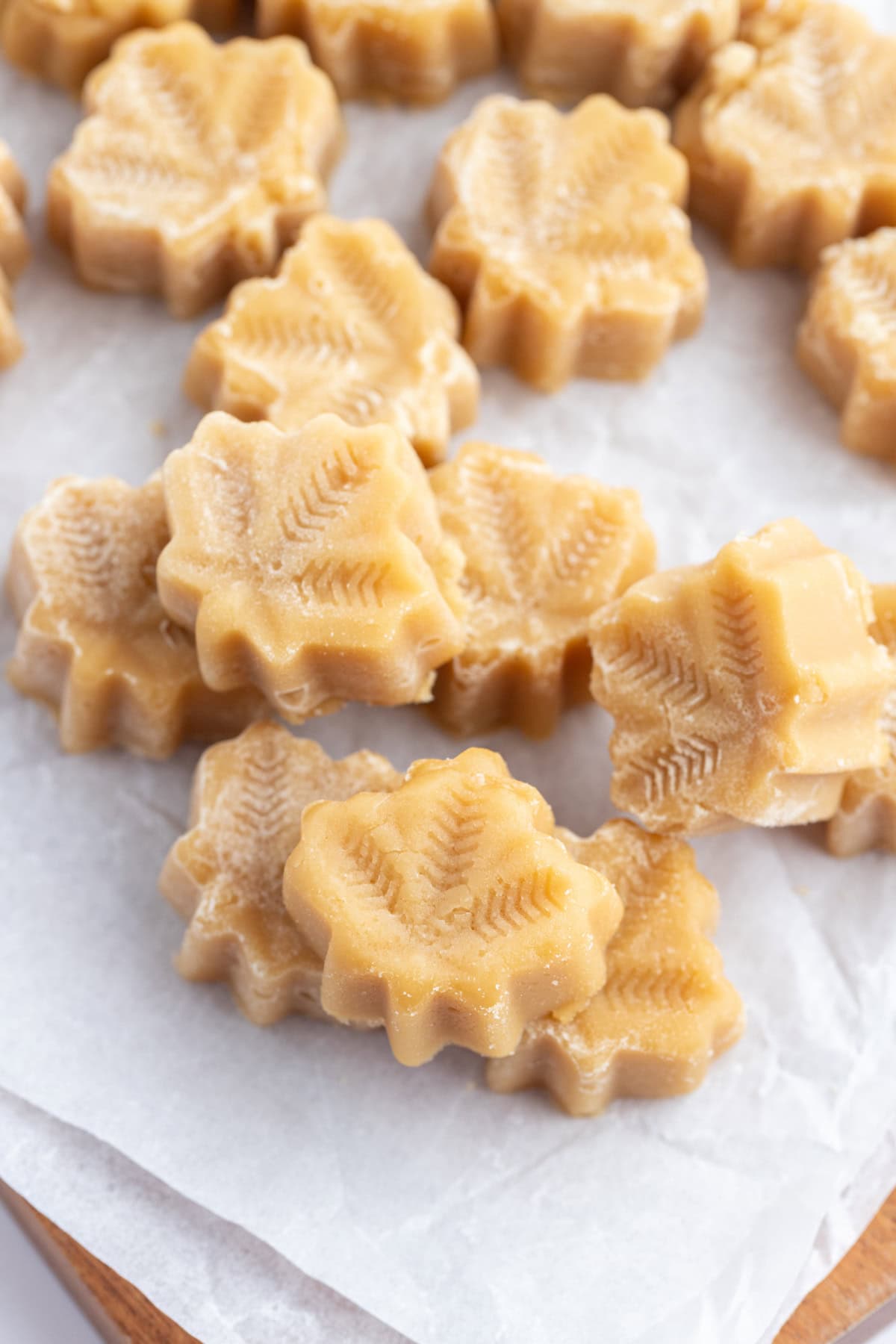 These Maple Syrup Candies are made with only one ingredient: pure maple syrup! Make them in maple leaf molds for cute results. Recipe from RecipeGirl.com. maple candy