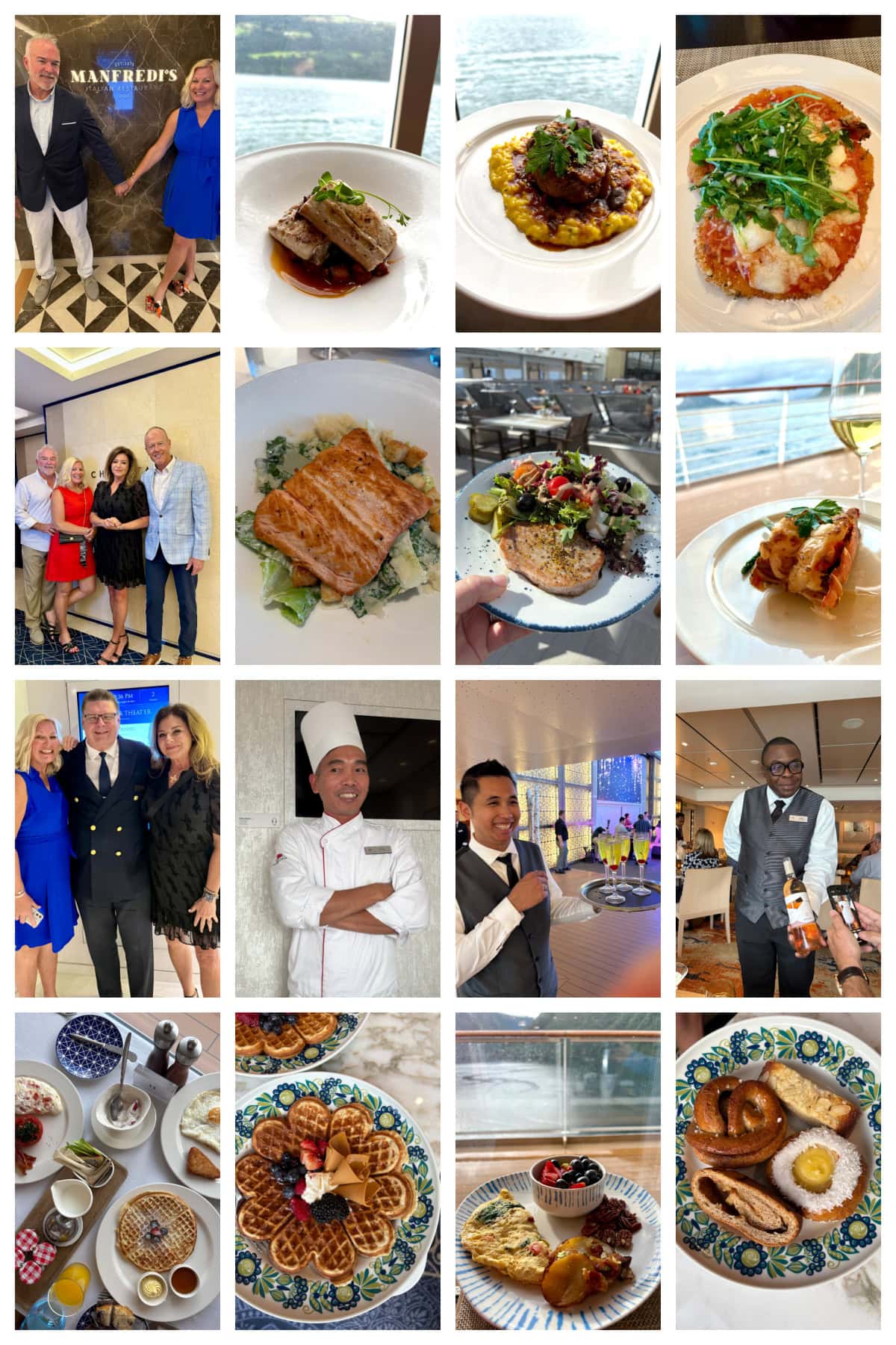 viking cruise collage of food and staff