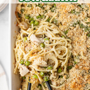pinterest image for chicken tetrazzini