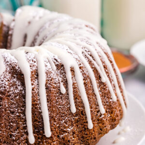 pumpkin pound cake with icing drizzle