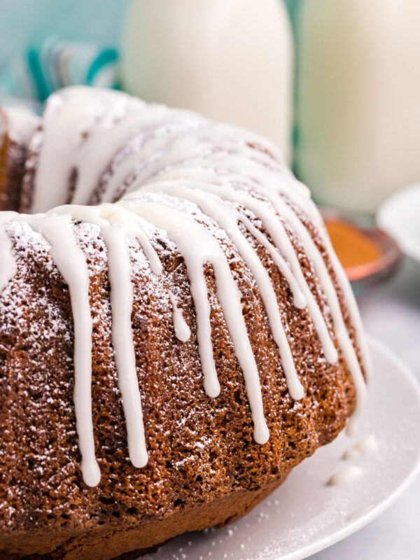pumpkin pound cake with icing drizzle