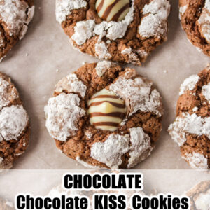 pinterest image for chocolate chocolate kiss cookies