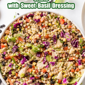 Chopped Chicken and Couscous Salad with Sweet Basil Dressing Pinterest pin