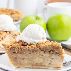 pinterest image for dutch apple pie slice