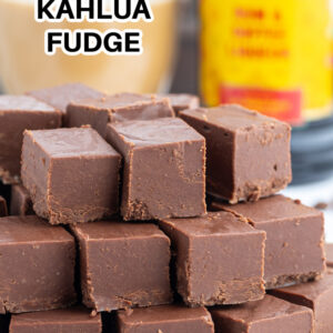 pinterest image for microwave kahlua fudge