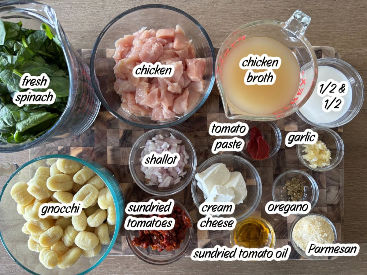 ingredients displayed for making marry me chicken gnocchi