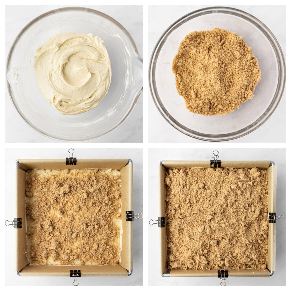 four photos showing how to make copycat starbucks cinnamon coffee cake