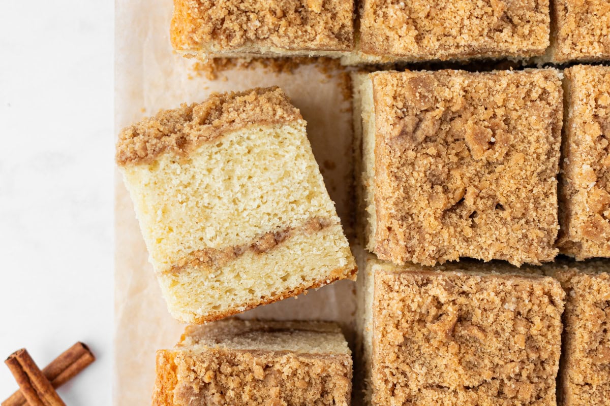 several slices of starbucks cinnamon coffee cake