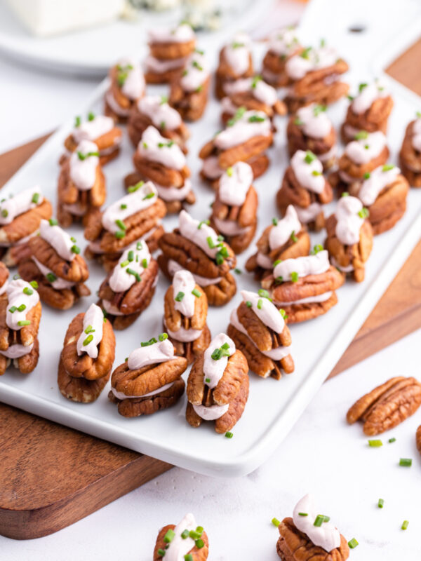 cheesy pecan appetizers on a platter