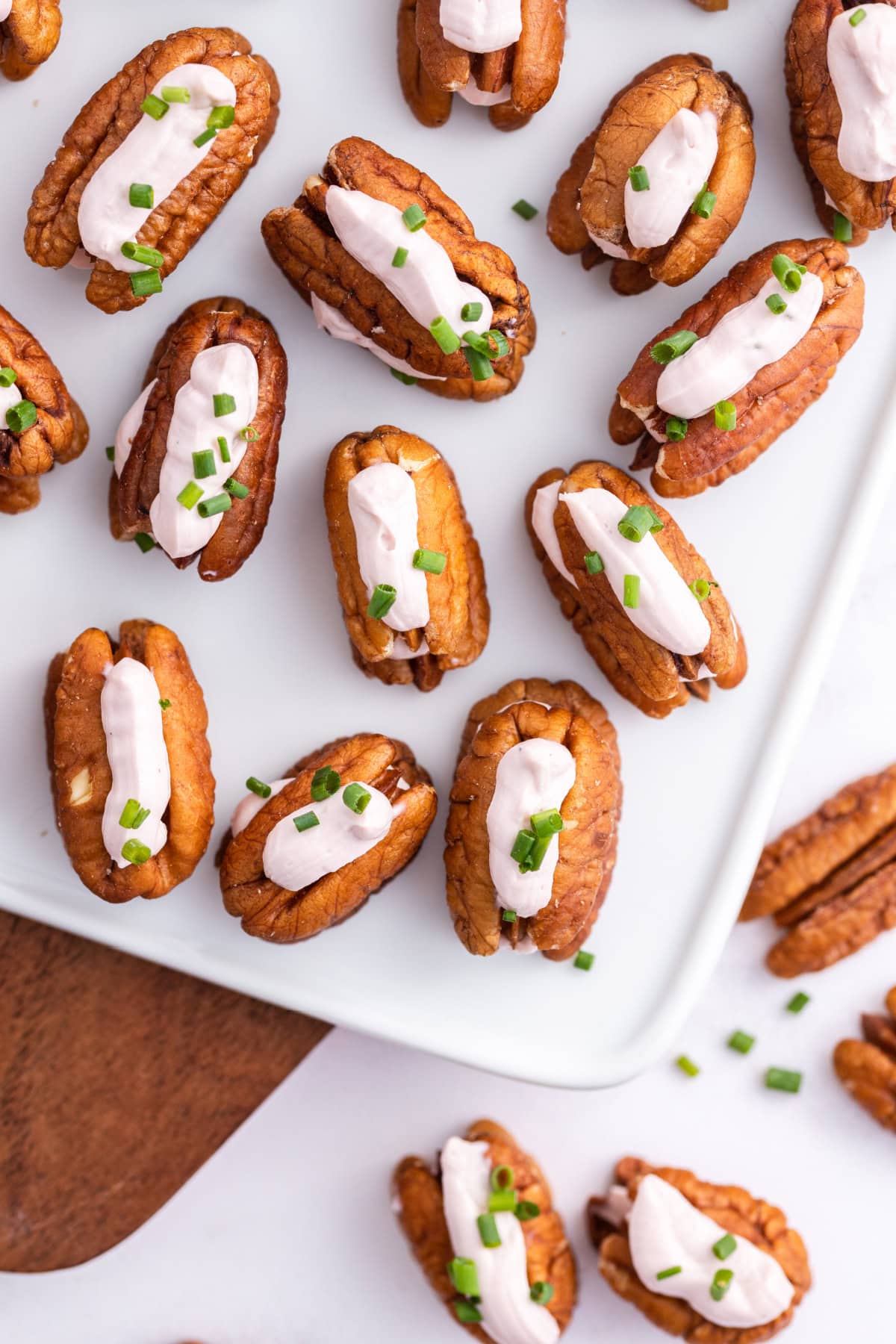 overhead shot of cheesy pecan appetizers