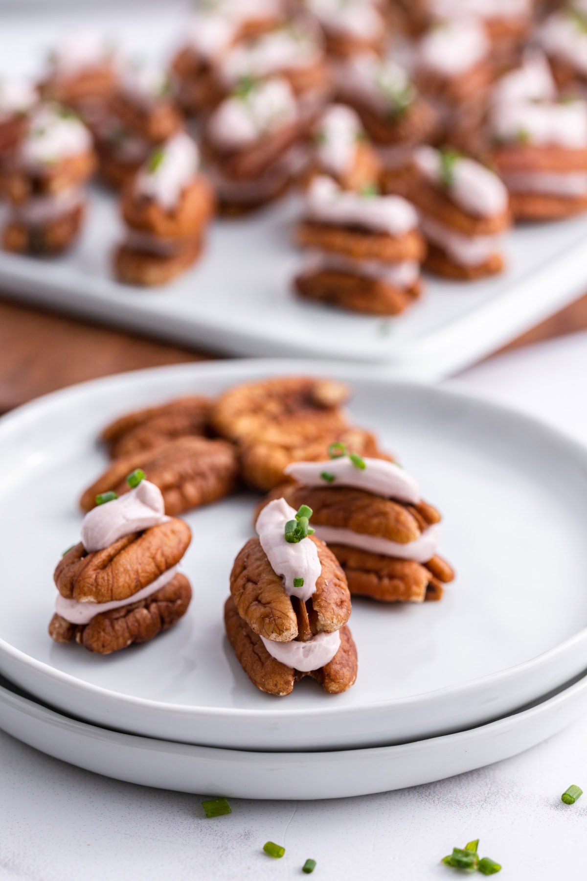 serving of cheesy pecan appetizers on a plate
