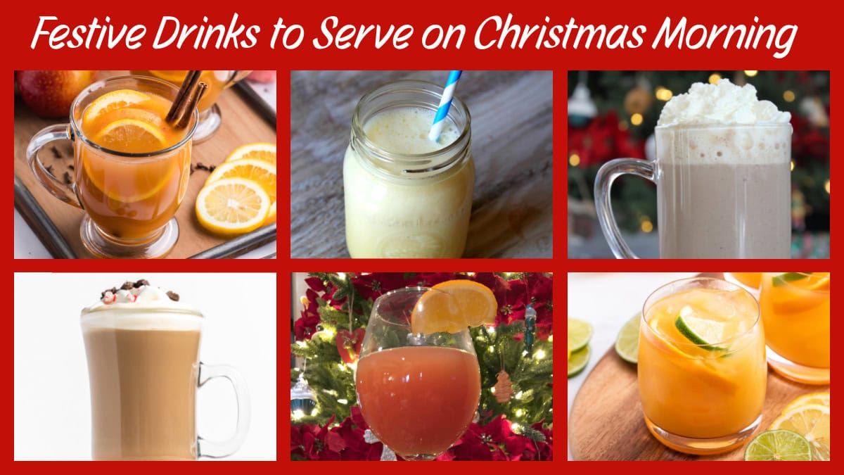 collage of festive drinks to serve on christmas morning