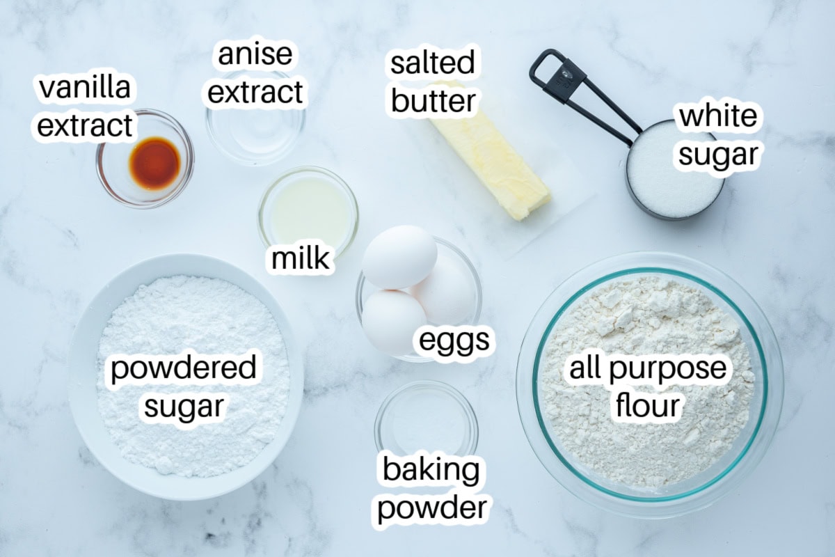 ingredients displayed for making italian cookies