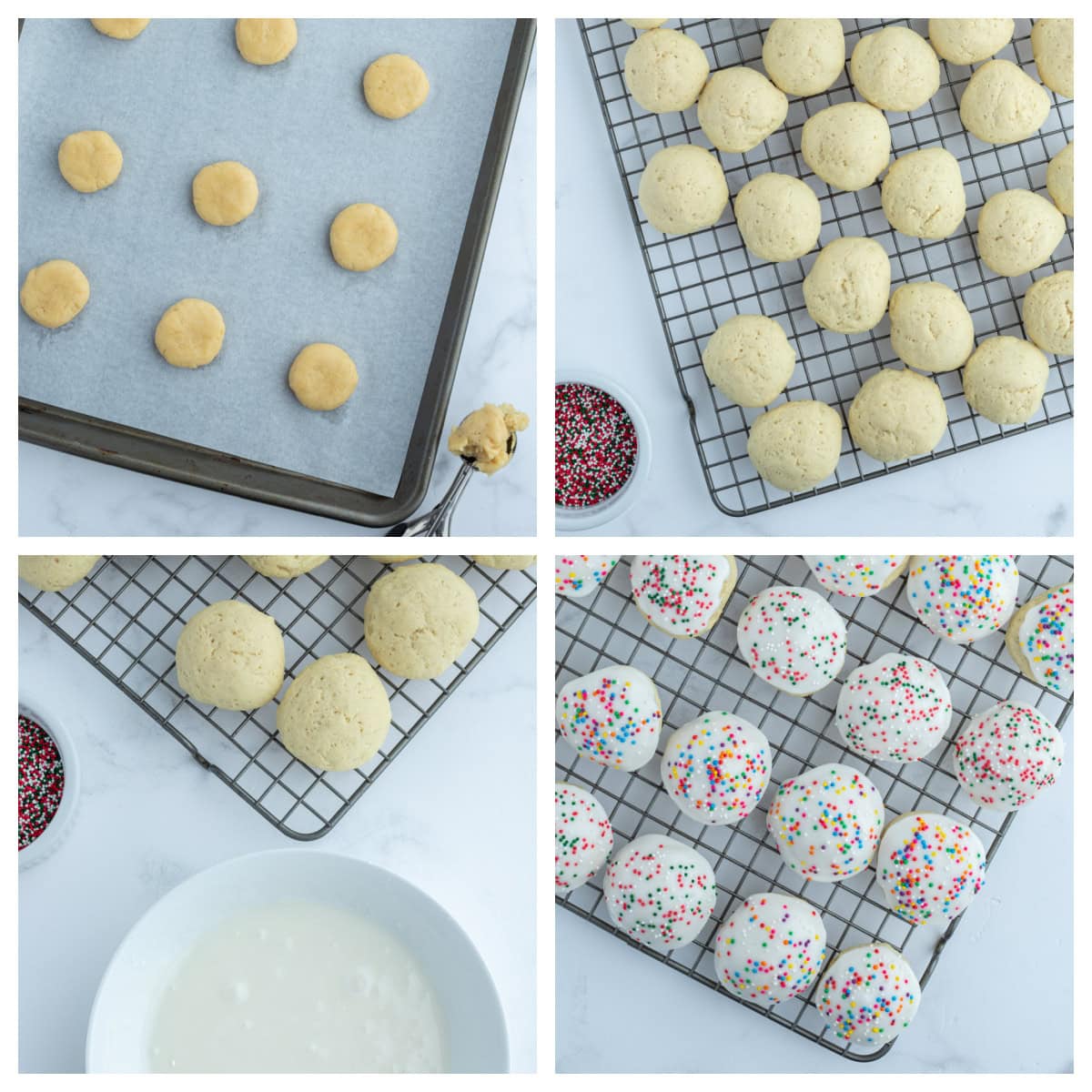 four photos showing how to make italian cookies