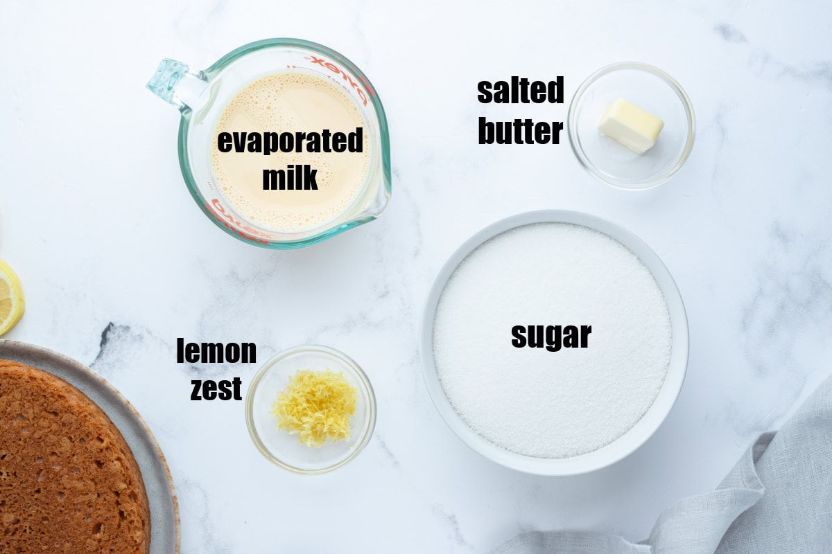 ingredients displayed for making lemon sauce for gingerbread