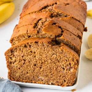 loaf of healthy banana bread sliced