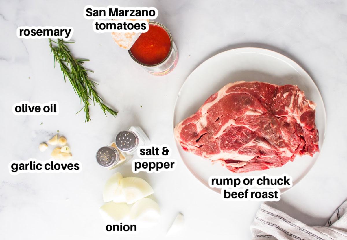 ingredients displayed for making slow cooker italian pot roast