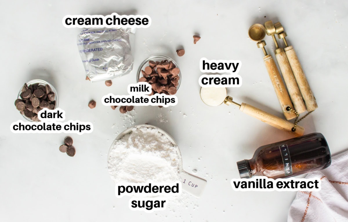 ingredients displayed for making chocolate cocoa truffles