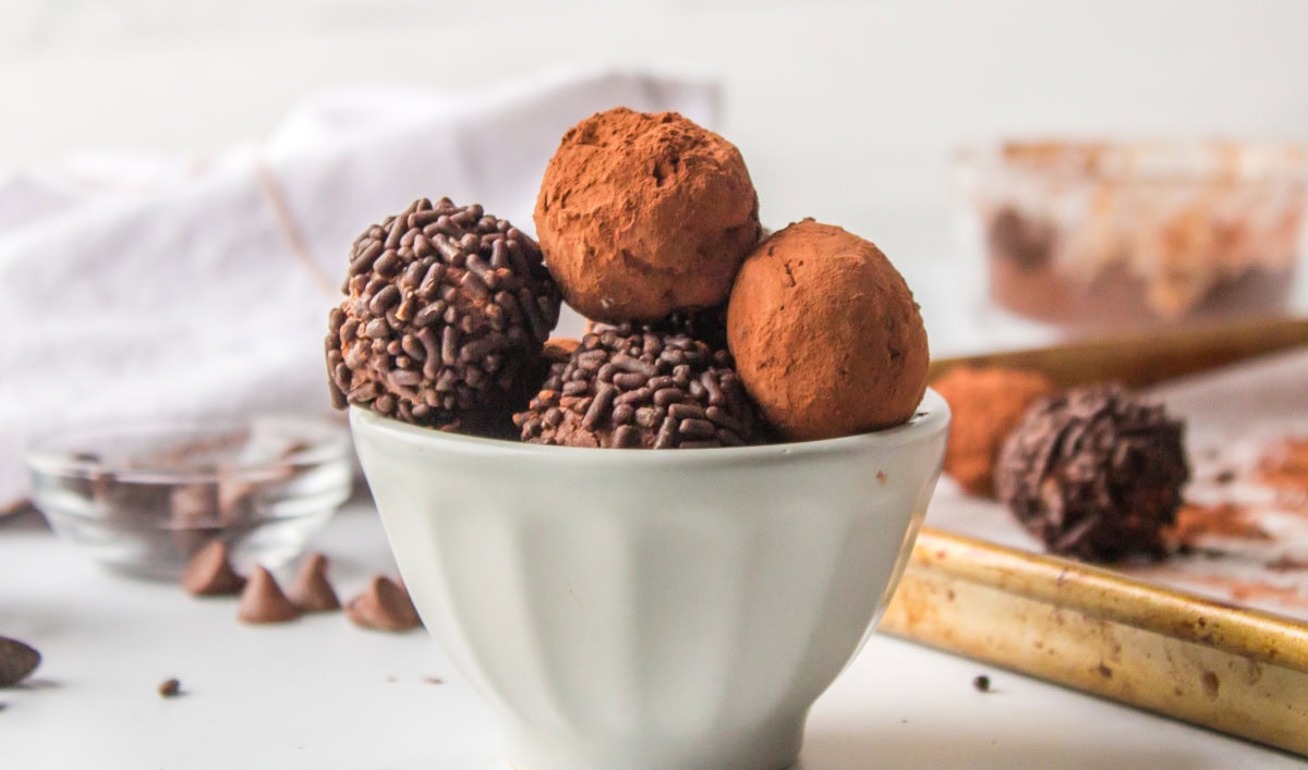 bowl of chocolate cocoa truffles