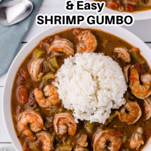 pinterest image for easy shrimp gumbo