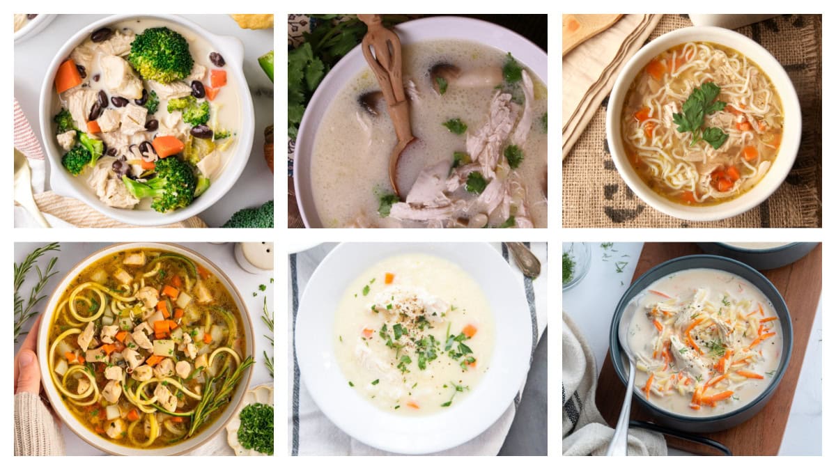 Collage of healthy chicken soup recipes