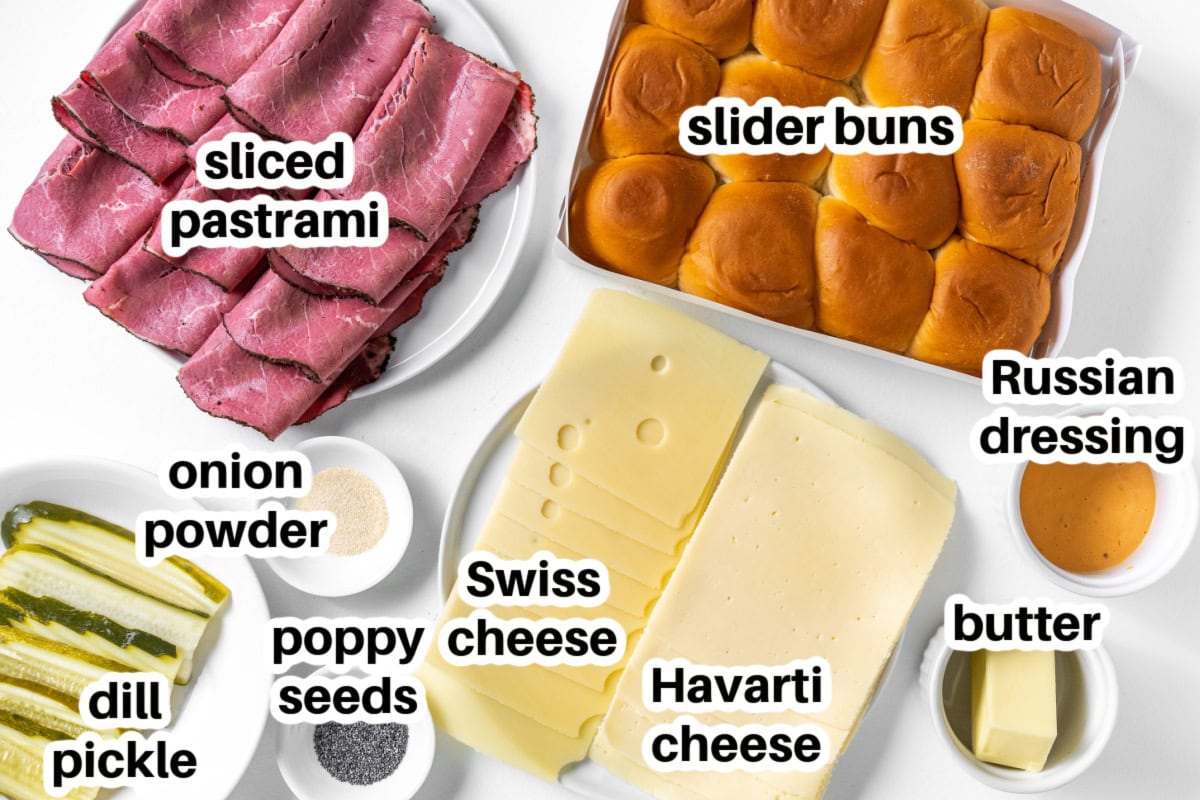 ingredients displayed for making pastrami sliders