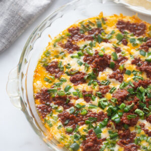 queso fundido recipe made in glass pie pan