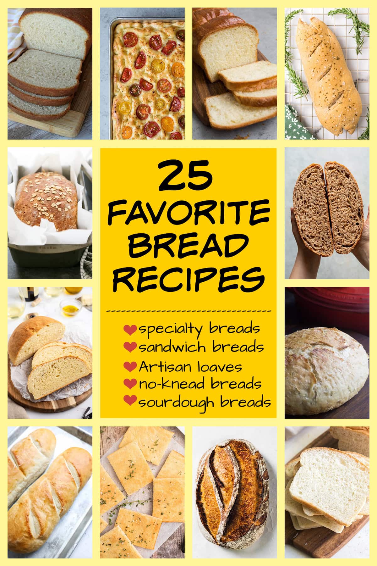 collage of 25 favorite bread recipes