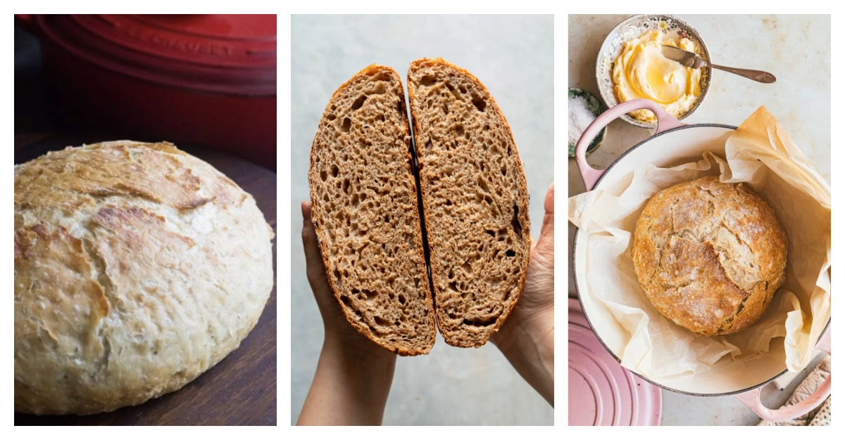 3 photos of Dutch Oven and No Knead Breads