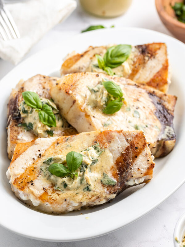 grilled swordfish with mustard basil buttter
