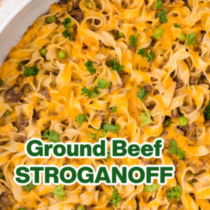 pinterest image for ground beef stroganoff
