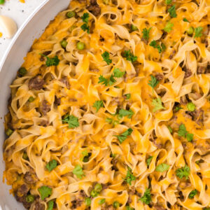 ground beef stroganoff in skillet