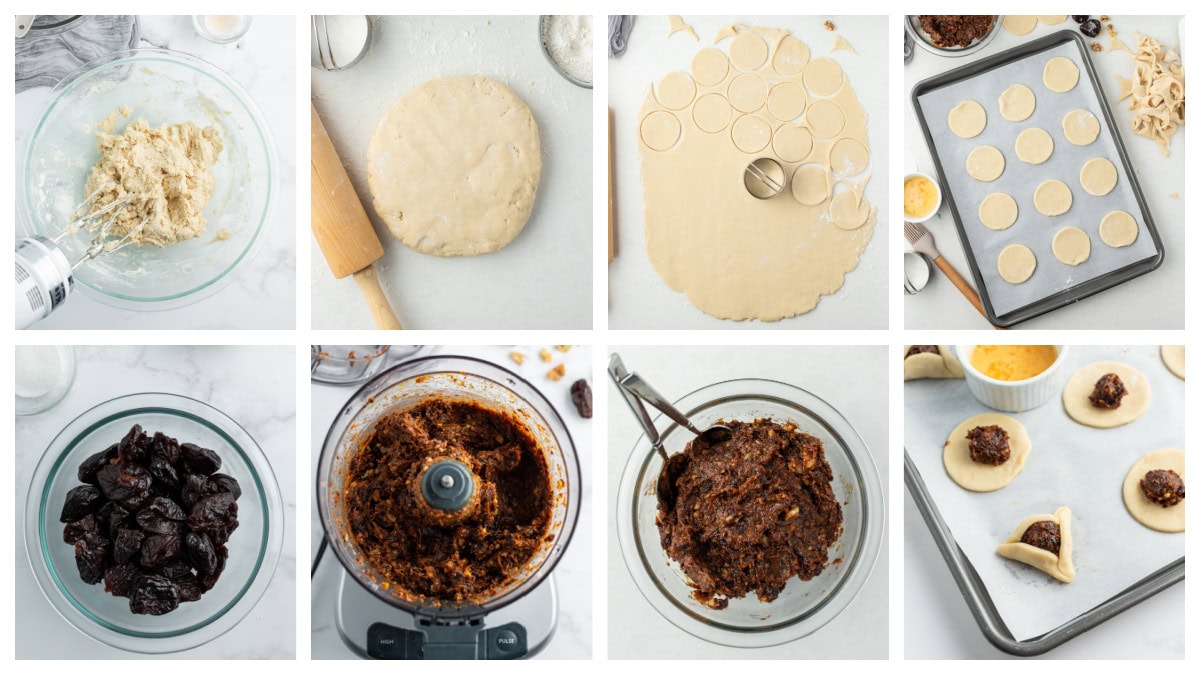 eight photos showing how to make hamantaschen
