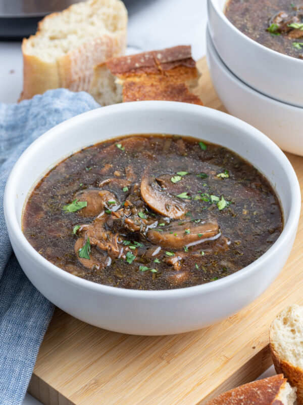instant pot mushroom soup in a bowl