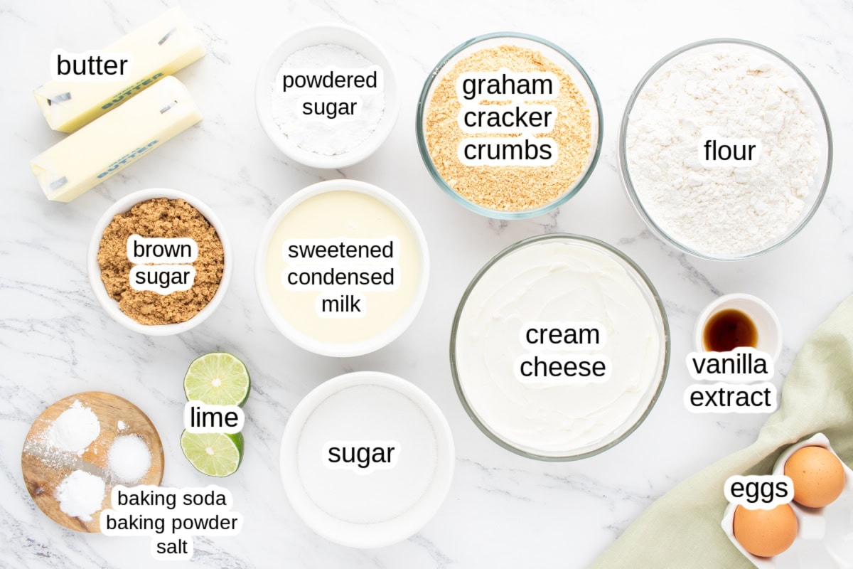 ingredients displayed for making key lime pie cookies