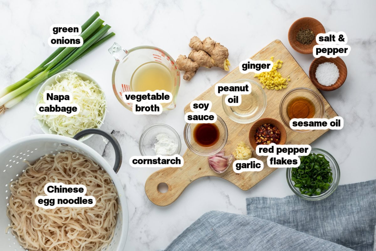 ingredients displayed for making longevity noodles
