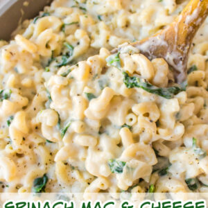 pinterest image for spinach mac and cheese