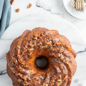 amaretto bundt cake overhead shot