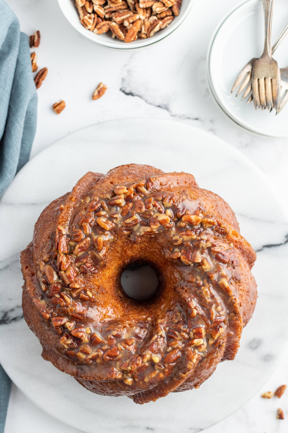 amaretto bundt cake overhead shot