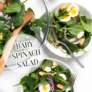 pinterest pin for baby spinach salad