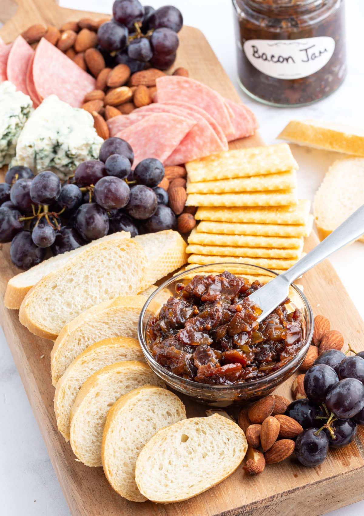 Bacon Onion Jam displayed on charcuterie board