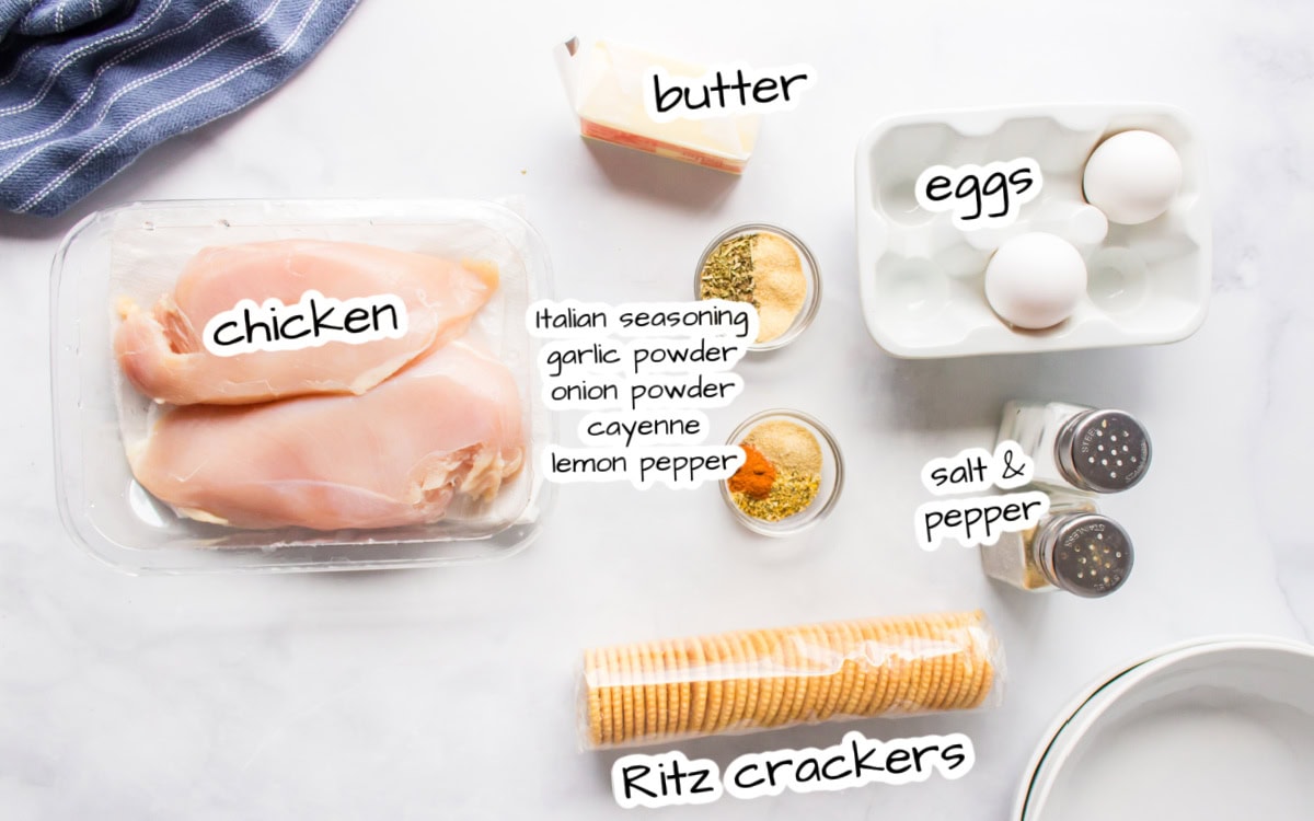 ingredients displayed for making butter cracker chicken