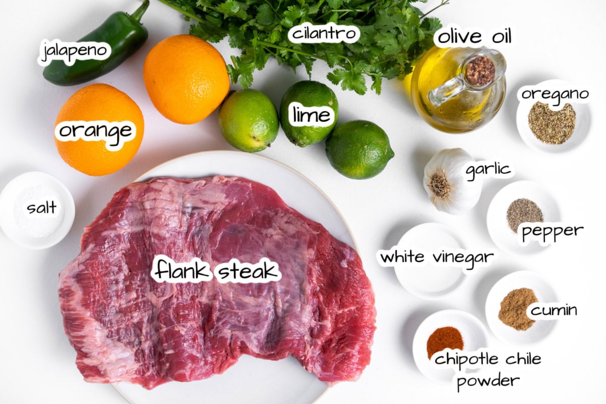 ingredients displayed for making carne asada