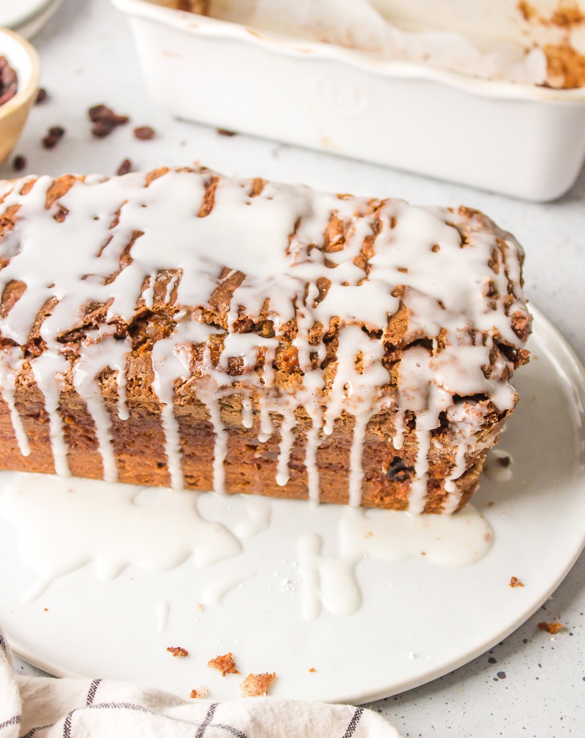 loaf of cinnamon bread with glaze