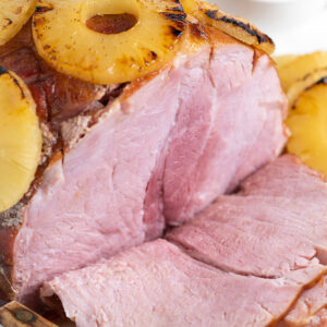 ham sliced open with pineapple