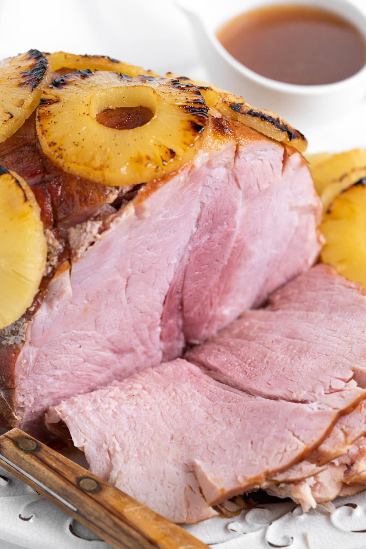 ham sliced open with pineapple