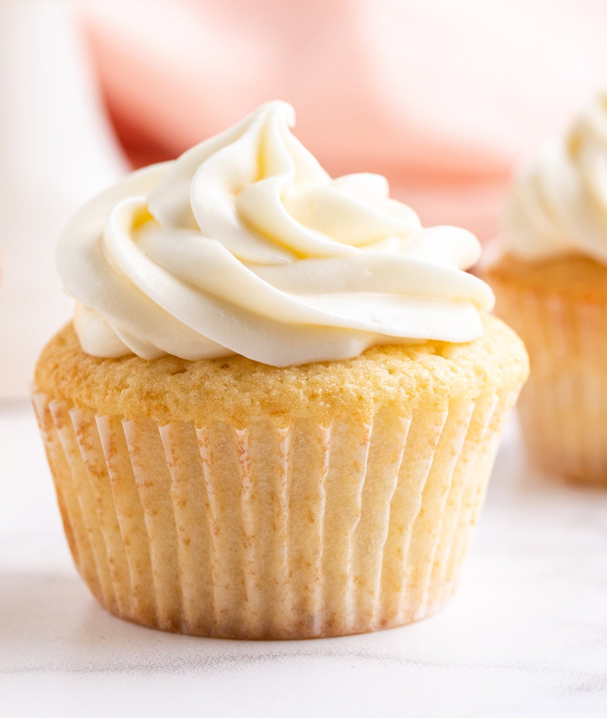 close up homemade vanilla cupcake
