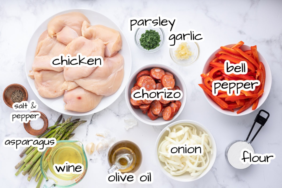 ingredients displayed for making pollo a la riojana