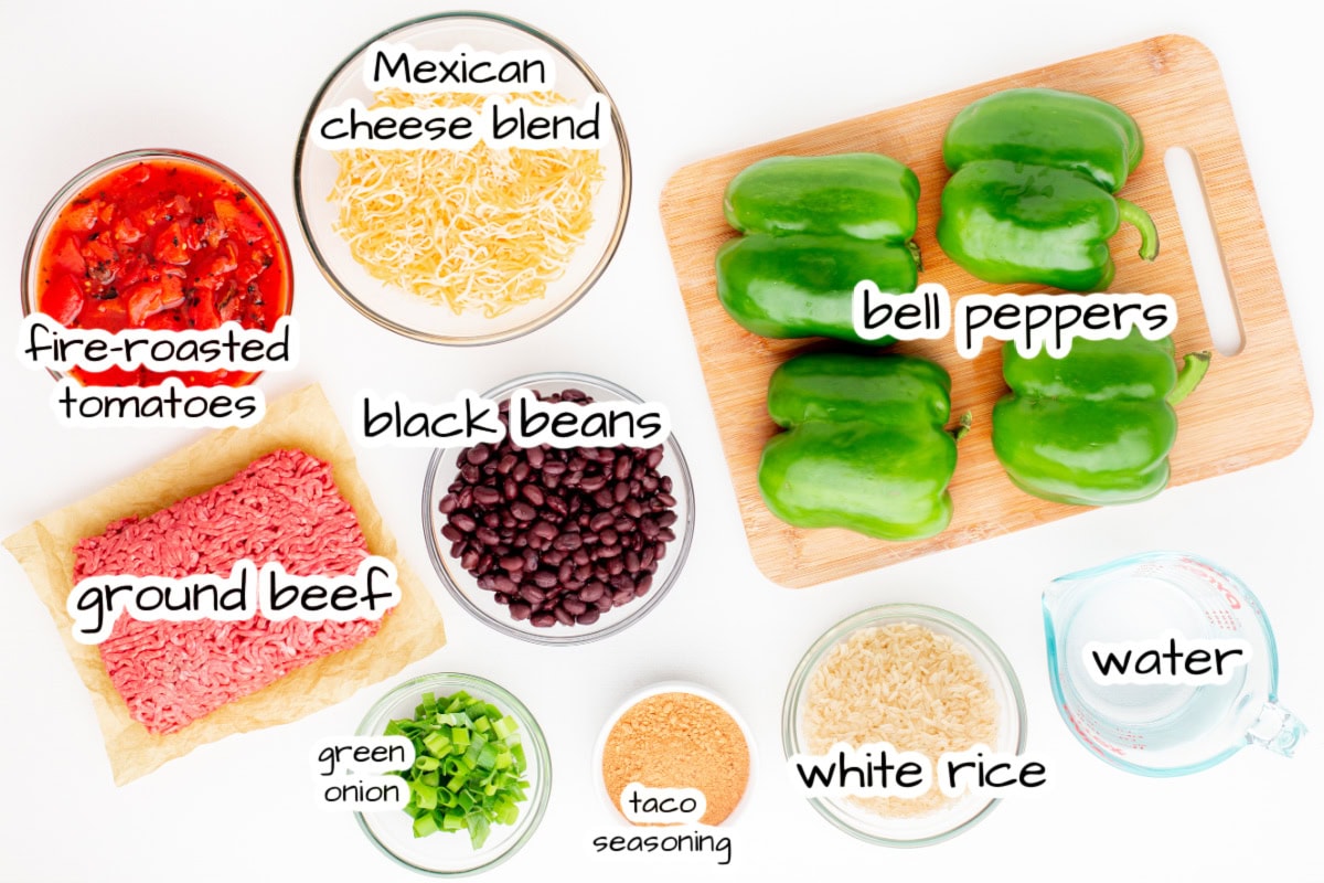 ingredients displayed for making taco stuffed peppers